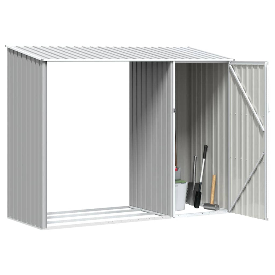 Garden Firewood Shed Grey 245x98x159 cm Galvanised Steel