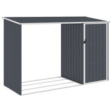 Garden Firewood Shed Anthracite 245x98x159 cm Galvanised Steel - Front View