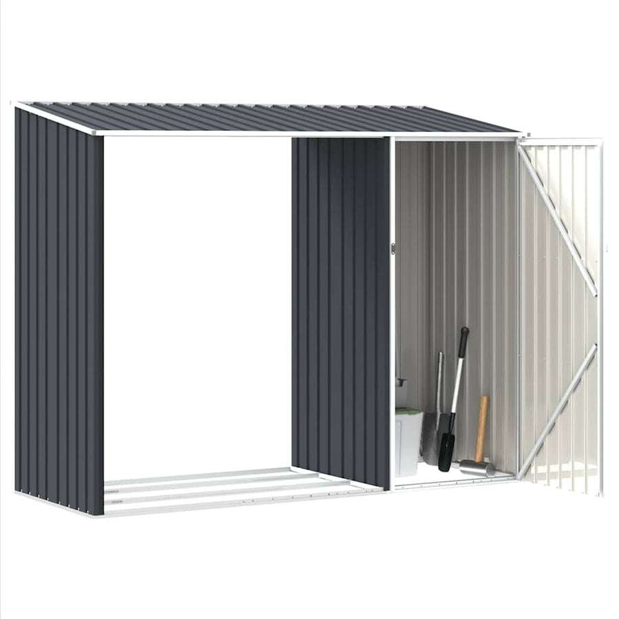 Garden Firewood Shed Anthracite 245x98x159 cm Galvanised Steel