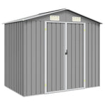 Garden Shed Grey 205x129x183 cm Galvanised Steel