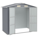 Garden Shed Grey 205x129x183 cm Galvanised Steel - Front View