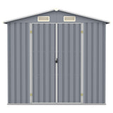 Garden Shed Grey 205x129x183 cm Galvanised Steel - Side View