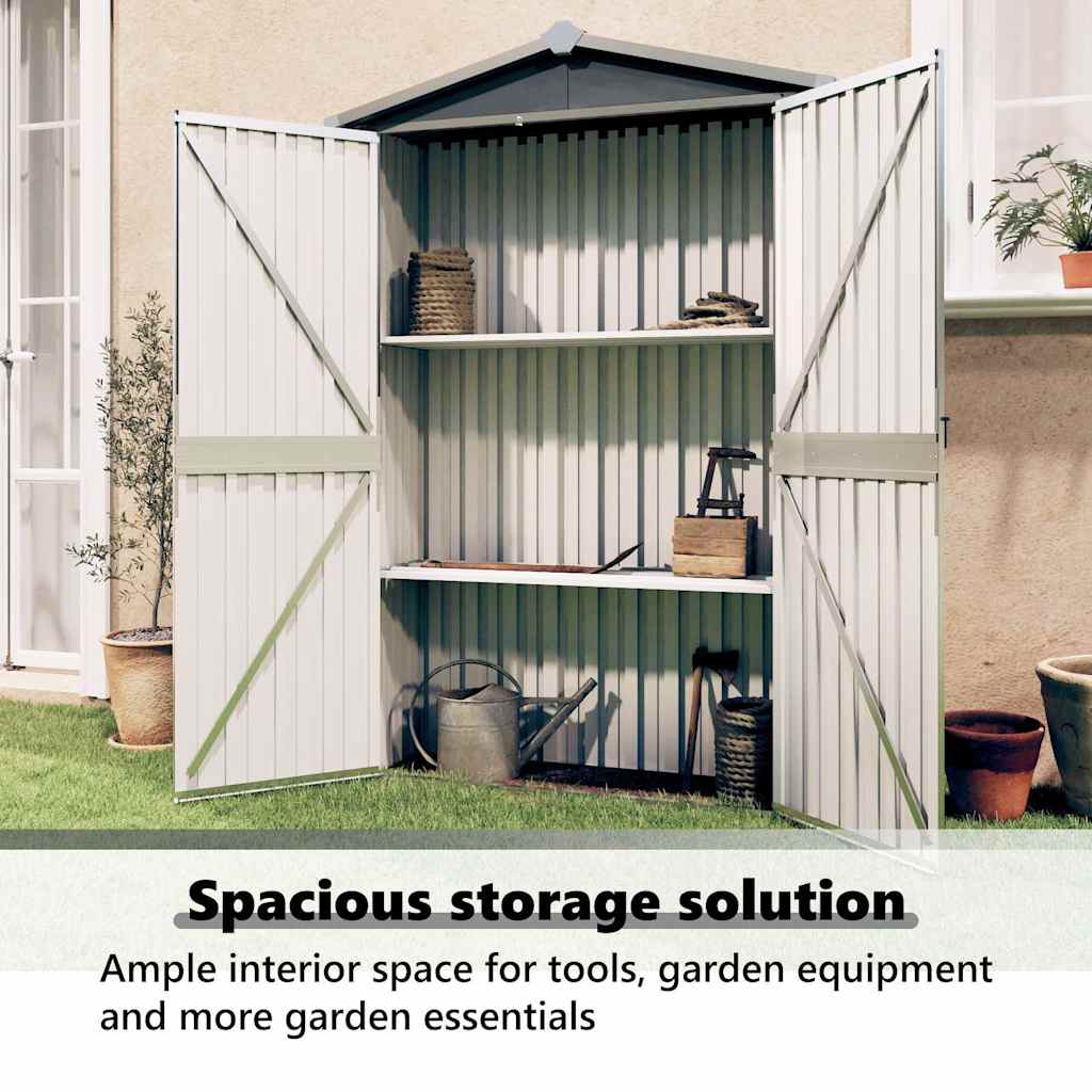 Garden Shed Grey 116x45x175 cm Galvanised Steel