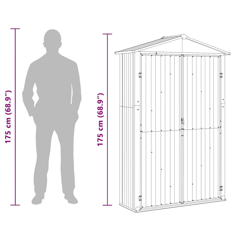 Garden Shed Grey 116x45x175 cm Galvanised Steel