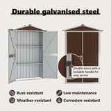 Garden Shed Brown 116x45x175 cm Galvanised Steel - Extra Image