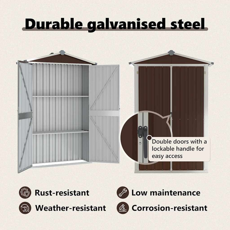 Garden Shed Brown 116x45x175 cm Galvanised Steel