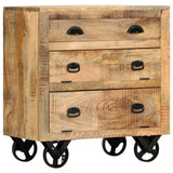 Side Cabinet with Wheel 70x40x75 cm Solid Mango Wood