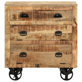 Side Cabinet with Wheel 70x40x75 cm Solid Mango Wood