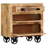 Side Cabinet with Wheel 70x40x75 cm Solid Mango Wood - Side View