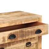 Side Cabinet with Wheel 70x40x75 cm Solid Mango Wood - 45-Degree Angle