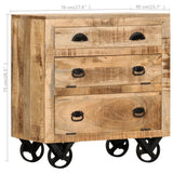 Side Cabinet with Wheel 70x40x75 cm Solid Mango Wood - Low Angle