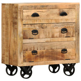 Side Cabinet with Wheel 70x40x75 cm Solid Mango Wood - Extra Image