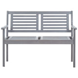 2-Seater Garden Bench 120 cm Grey Solid Eucalyptus Wood - Front View