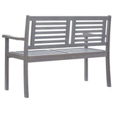 2-Seater Garden Bench 120 cm Grey Solid Eucalyptus Wood - Side View