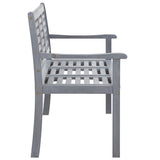 3-Seater Garden Bench 150 cm Grey Solid Eucalyptus Wood - Side View