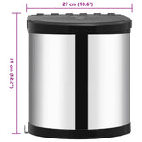 Kitchen Built-in Dust Bin Stainless Steel 12 L - Low Angle