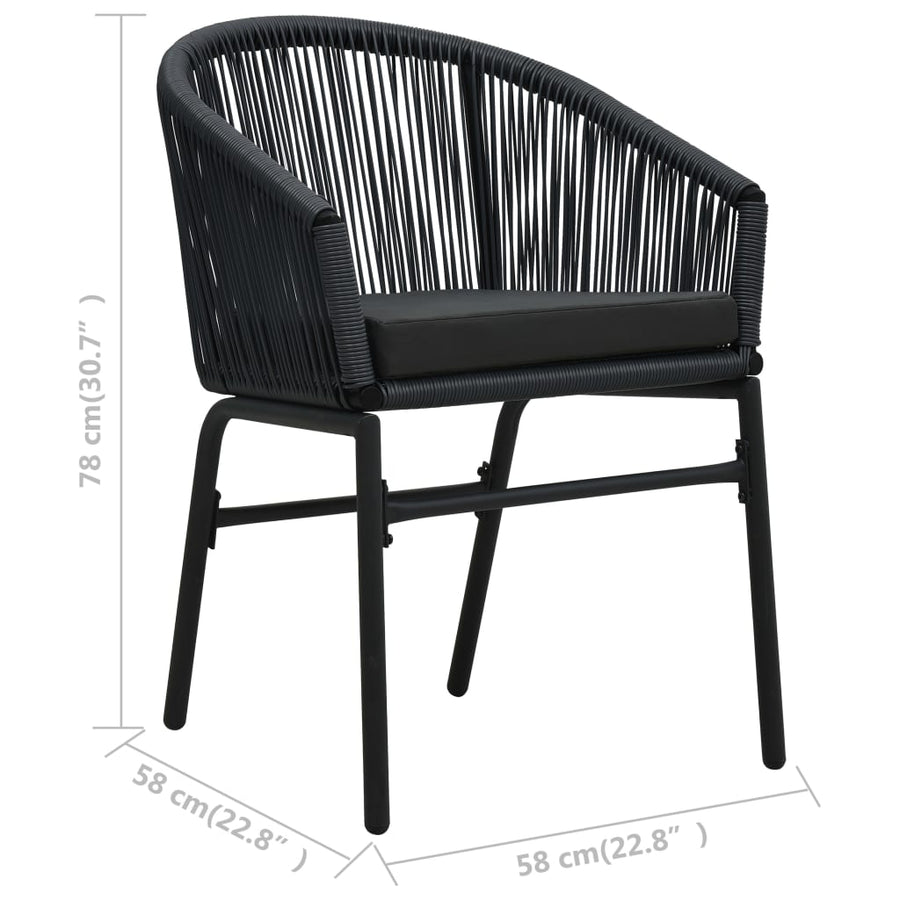 Garden Chairs 2 pcs Black PE Rattan