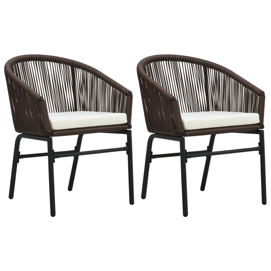 Garden Chairs 2 pcs Brown PE Rattan