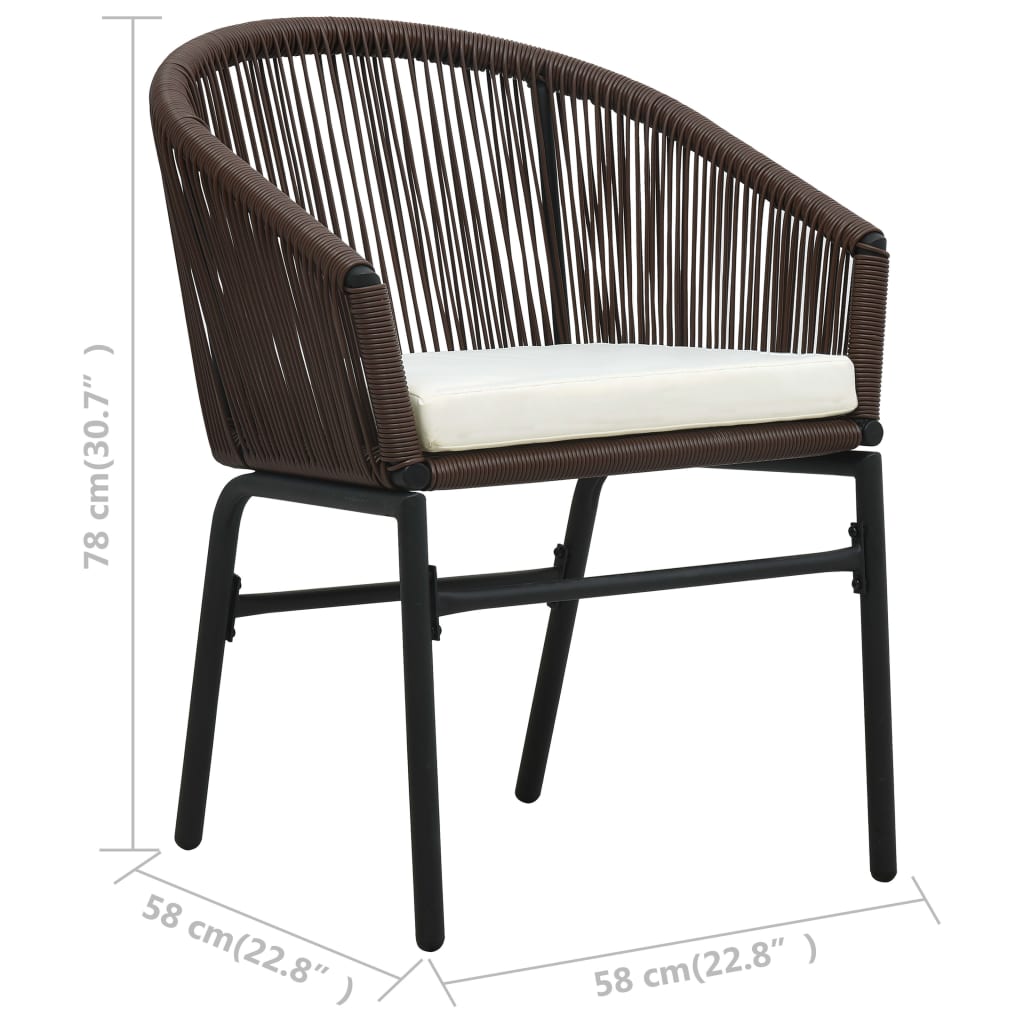 Garden Chairs 2 pcs Brown PE Rattan