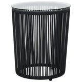 3 Piece Bistro Set with Cushions PE Rattan Black - Front View