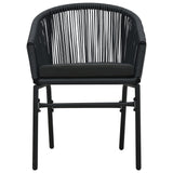 3 Piece Bistro Set with Cushions PE Rattan Black - 45-Degree Angle