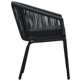 3 Piece Bistro Set with Cushions PE Rattan Black - Rear View