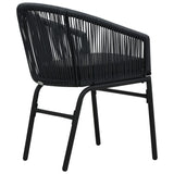 3 Piece Bistro Set with Cushions PE Rattan Black - Close-Up Angle