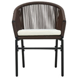 3 Piece Bistro Set with Cushions PE Rattan Brown - Side View