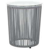 3 Piece Bistro Set with Cushions PE Rattan Grey - Front View