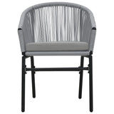 3 Piece Bistro Set with Cushions PE Rattan Grey - 45-Degree Angle