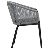 3 Piece Bistro Set with Cushions PE Rattan Grey - Rear View