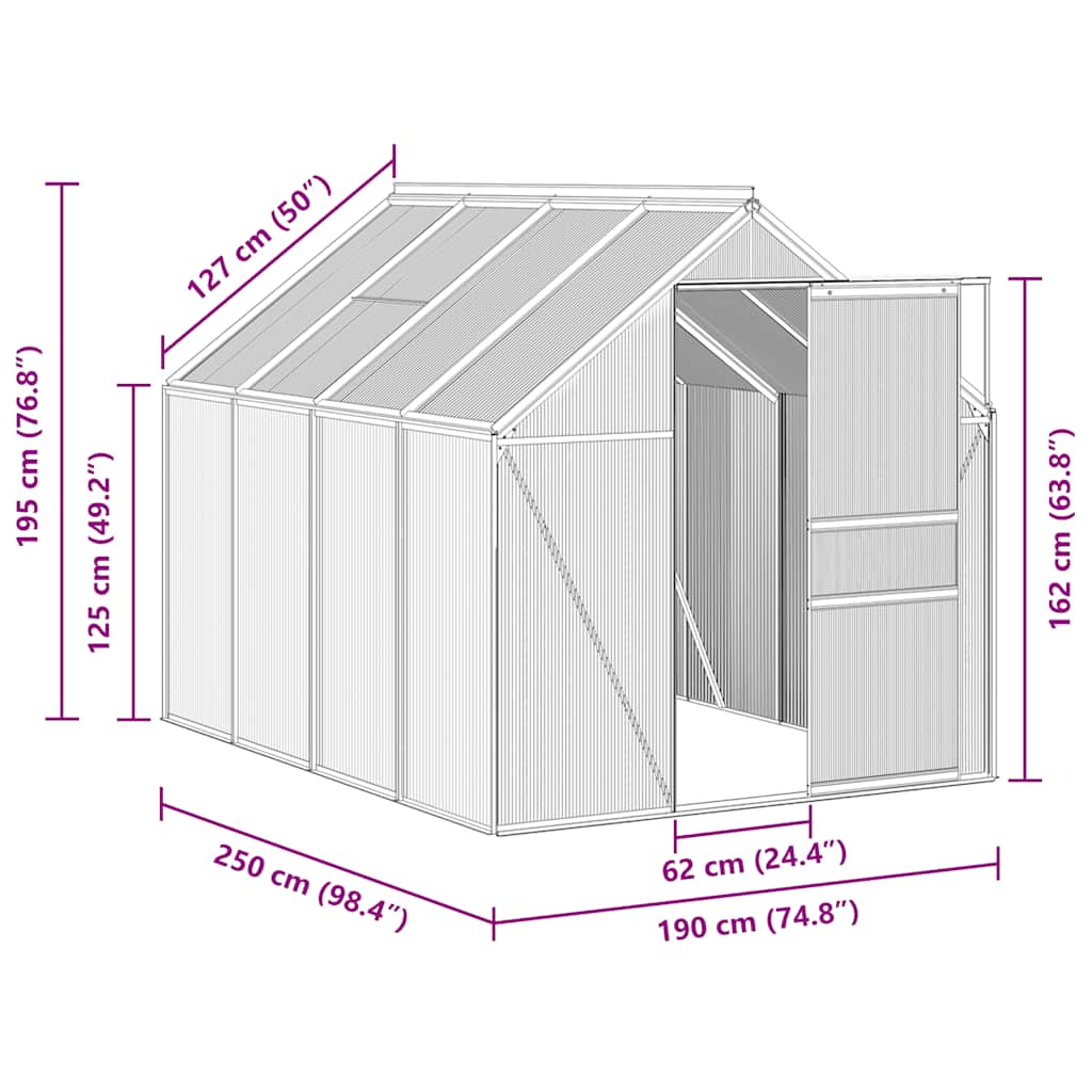 Greenhouse Anthracite Aluminium 4.75 m²