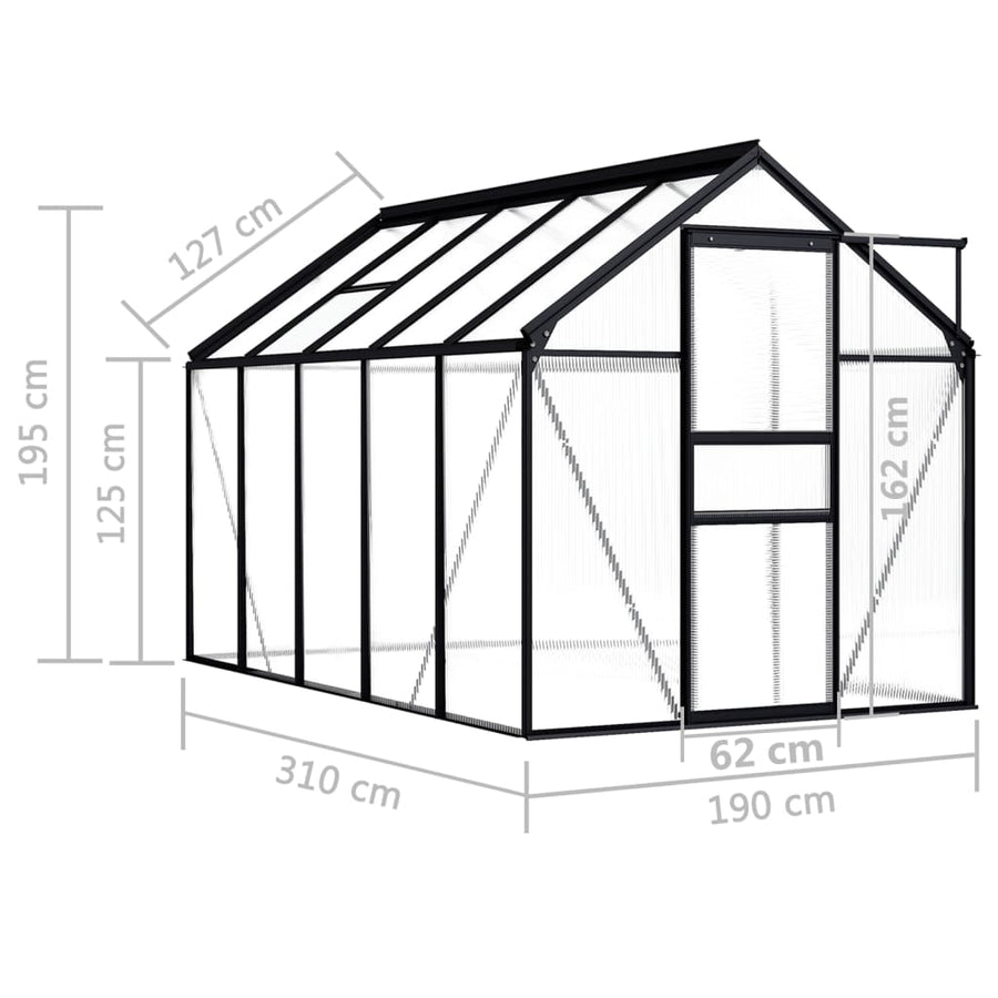 Greenhouse Anthracite Aluminium 5,89 m²