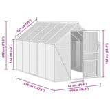 Greenhouse with Base Frame Anthracite Aluminium 5.89 m² - Low Angle