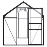 Greenhouse with Base Frame Anthracite Aluminium 7.03 m² - Side View