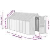 Greenhouse with Base Frame Anthracite Aluminium 9.31 m² - Low Angle