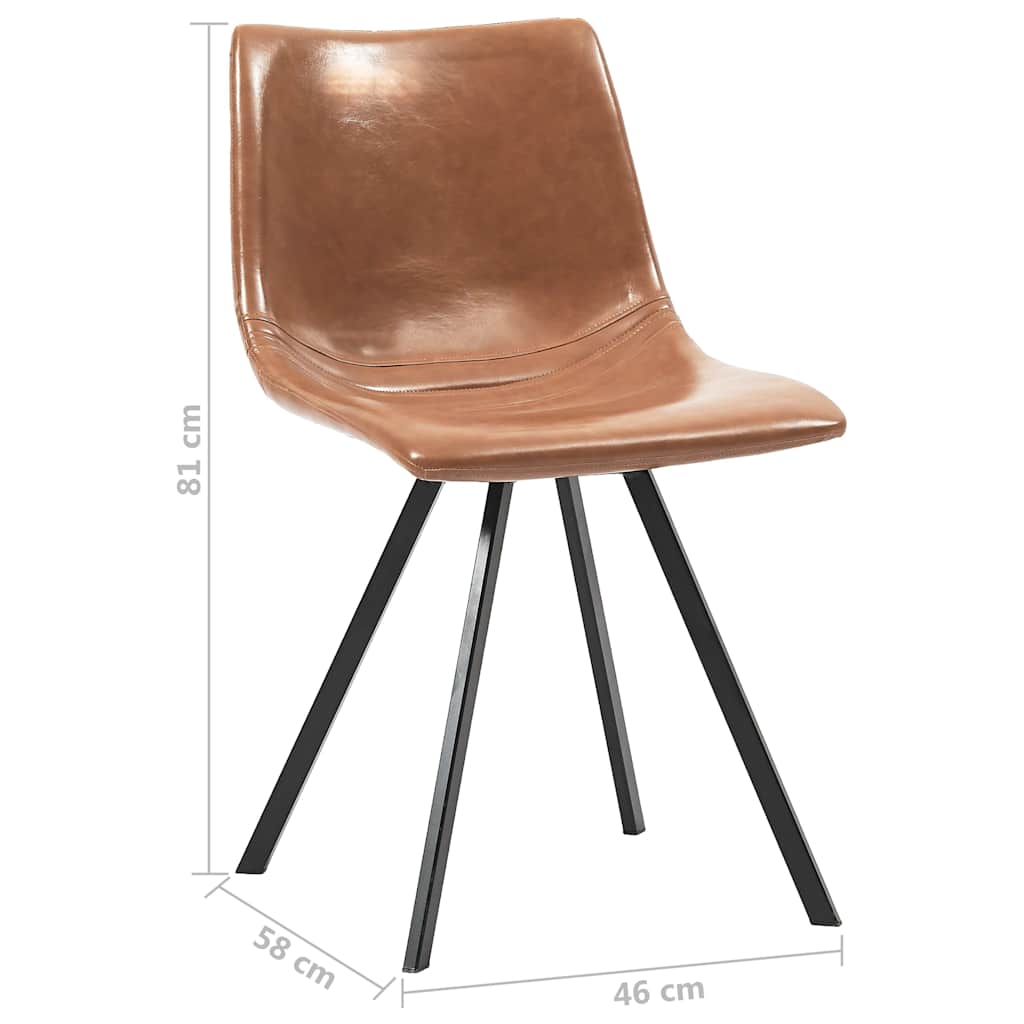 Dining Chairs 6 pcs Shiny Brown Faux Leather
