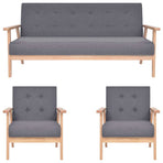 3 Piece Sofa Set Fabric Dark Grey
