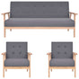 3 Piece Sofa Set Fabric Dark Grey