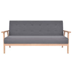 3 Piece Sofa Set Fabric Dark Grey