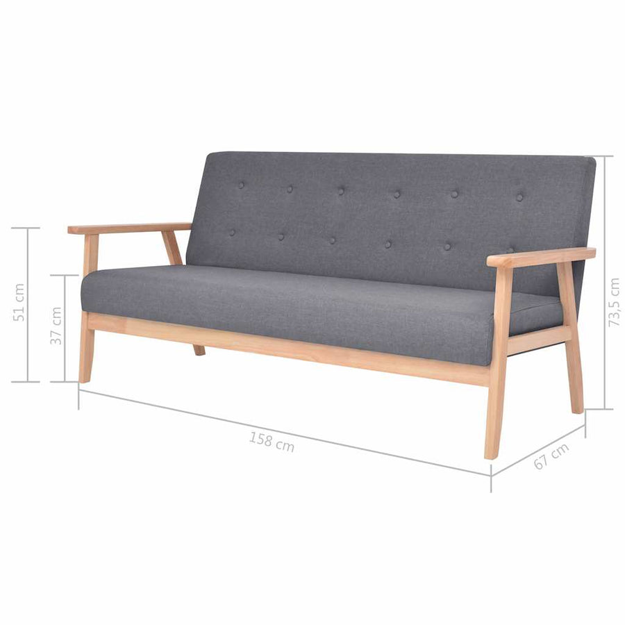 3 Piece Sofa Set Fabric Dark Grey