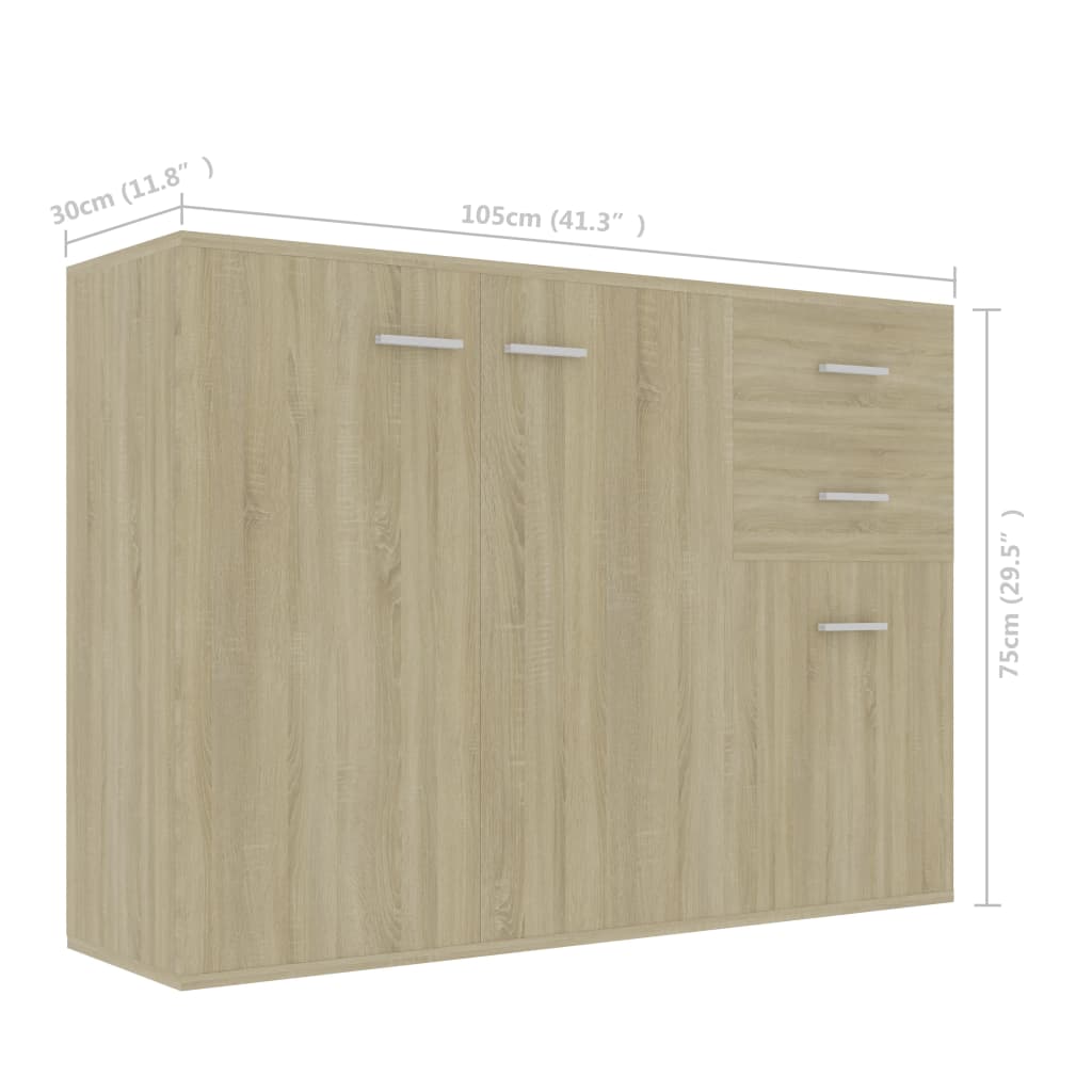 Sideboard Sonoma Oak 105x30x75 cm Engineered Wood