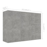 Sideboard Concrete Grey 105x30x75 cm Engineered Wood - Close-Up Angle