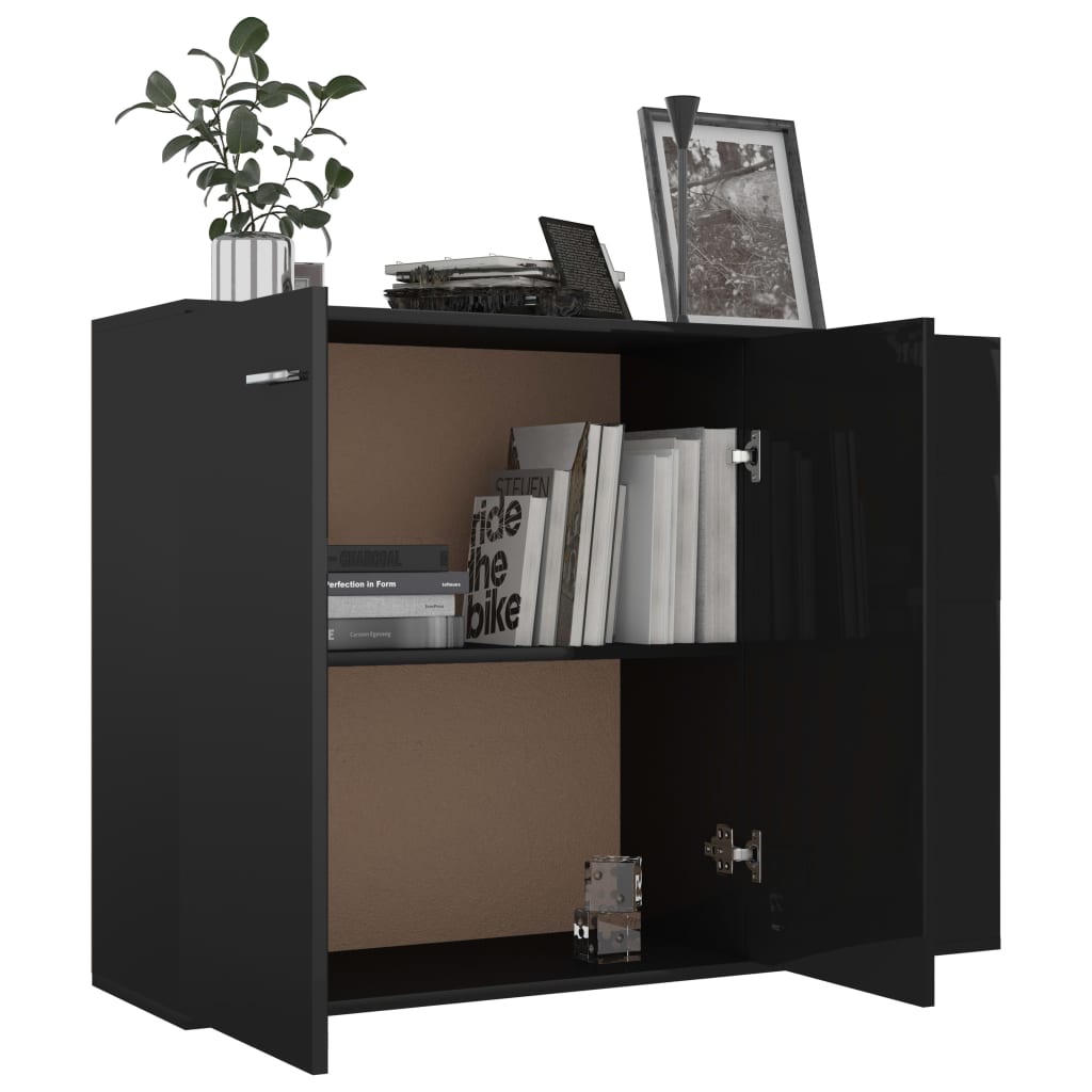Sideboard High Gloss Black 105x30x75 cm Engineered Wood