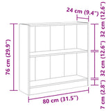 Bookshelf White 80x24x75 cm Engineered Wood - Extra Image