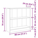 Bookshelf Concrete Grey 80x24x75 cm Engineered Wood - Extra Image