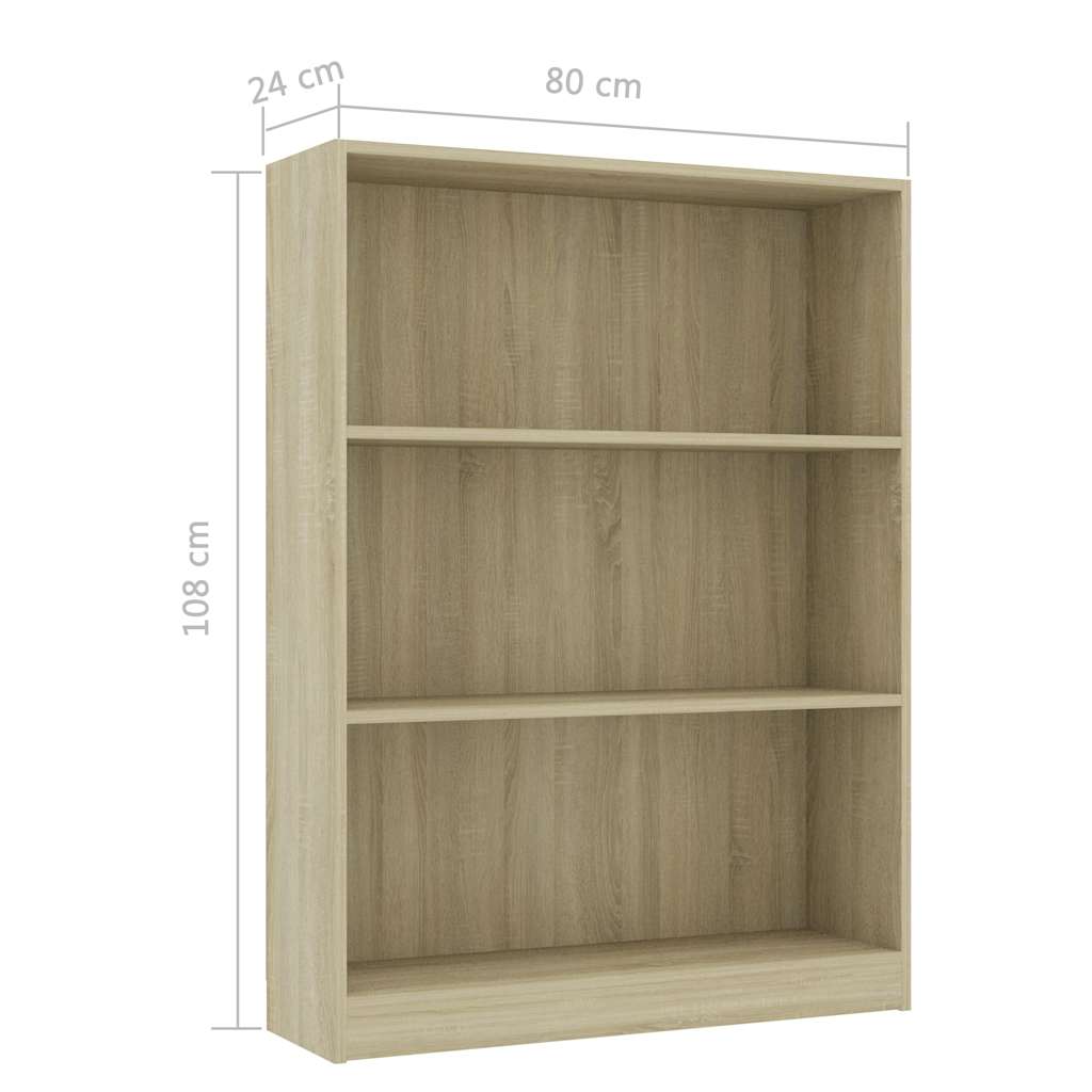 Bookshelf Sonoma Oak 80x24x108 cm Engineered Wood