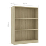 Bookshelf Sonoma Oak 80x24x108 cm Engineered Wood