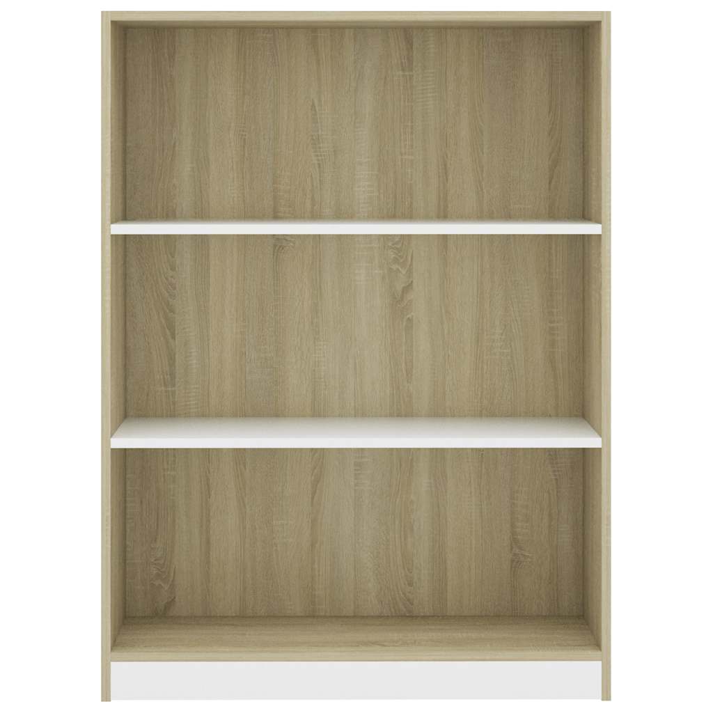 Bookshelf White and Sonoma Oak 80x24x108 cm Engineered Wood