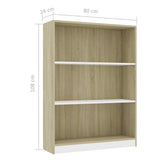 Bookshelf White and Sonoma Oak 80x24x108 cm Engineered Wood
